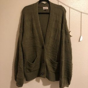 Slouchy Olive Green Knit Cardigan